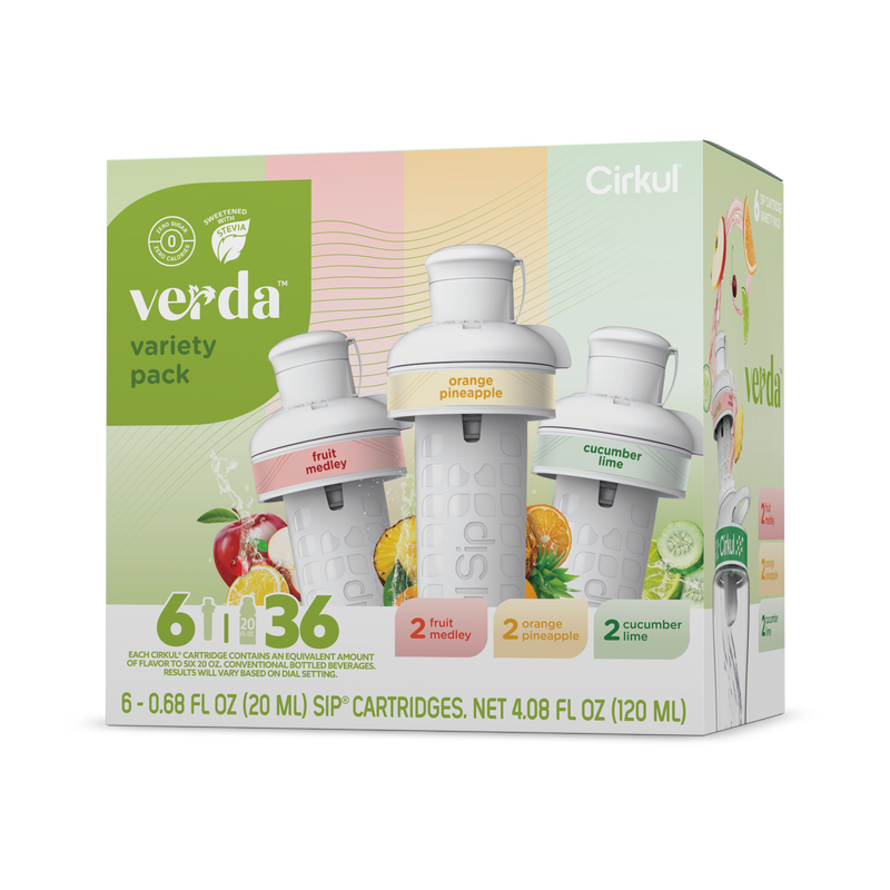 Natural Fruit Flavored Verda 6-Pack Variety Pack CT2I - Sugar-Free Fruit Flavor Cartridge Refill - Default Title