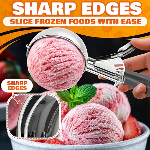 Smart Home 4 oz Large Ice Cream Scoop with Trigger Release #8 for Daily Use