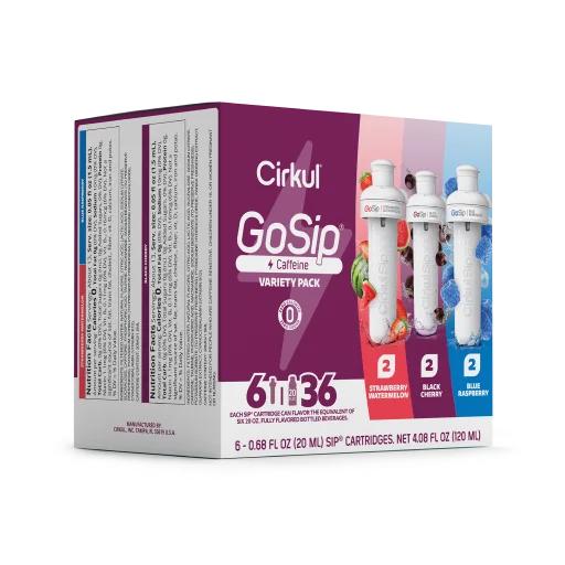 Sugar-Free GoSip 6-Pack Variety Pack CB6Q - Vitamin-Infused Natural Refreshing Flavor Core Detail