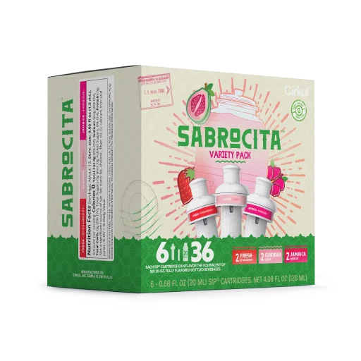 Vitamin-Infused Sabrocita 6-Pack Variety Pack E8JI - Sugar-Free Fruit Flavor Cartridge Refill Detail