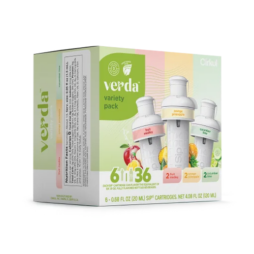 Natural Fruit Flavored Verda 6-Pack Variety Pack CT2I - Sugar-Free Fruit Flavor Cartridge Refill Detail